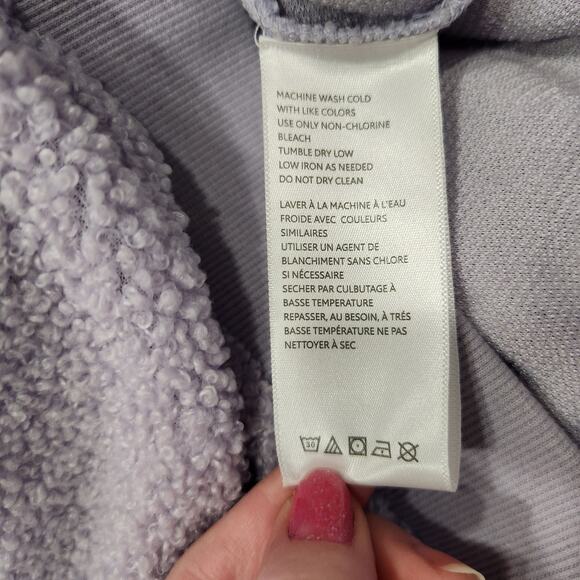 BDG Urban Outfitters Quarter Zip Cropped Sweatshirt Lilac Faux Fur Size Large - Picture 4 of 7